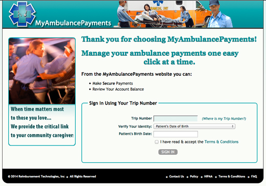 MyAmbulancePayments.com screenshot