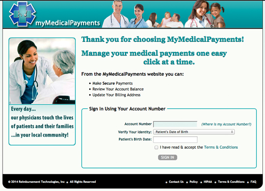 MyMedicalPayments.com screenshot